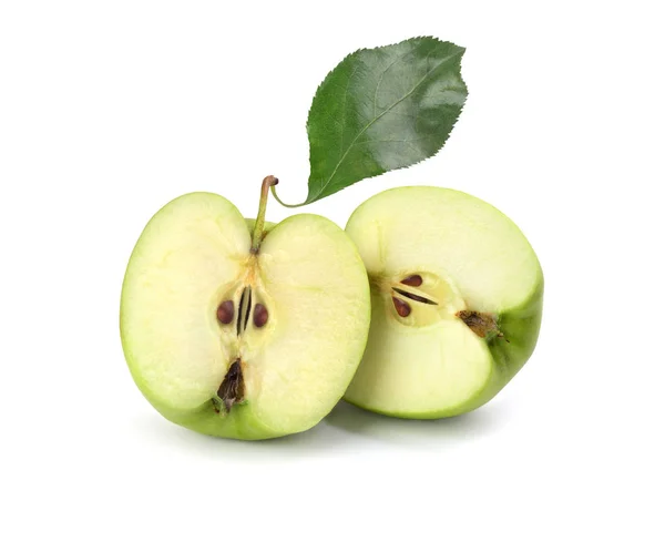 Green sliced apple on white background — Stock Photo, Image