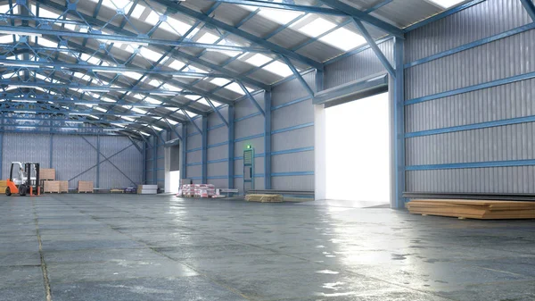 Hangar interior con puerta. ilustración 3d —  Fotos de Stock