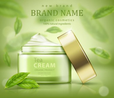 Uçan yaprakları ile Yeşil çay cilt bakımı afiş reklamlar