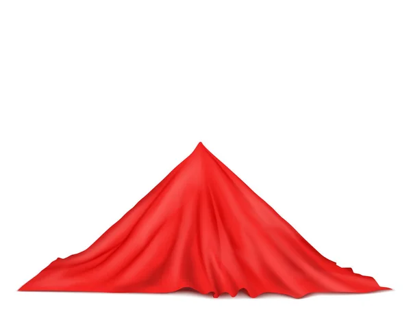 Object covered with red silk cloth. Vector illustration — Stock Vector