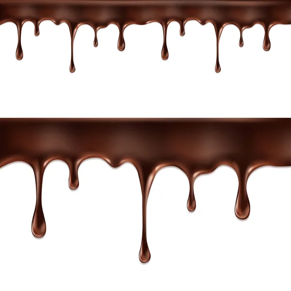 Chocolate streams isolated on white — Stock Vector