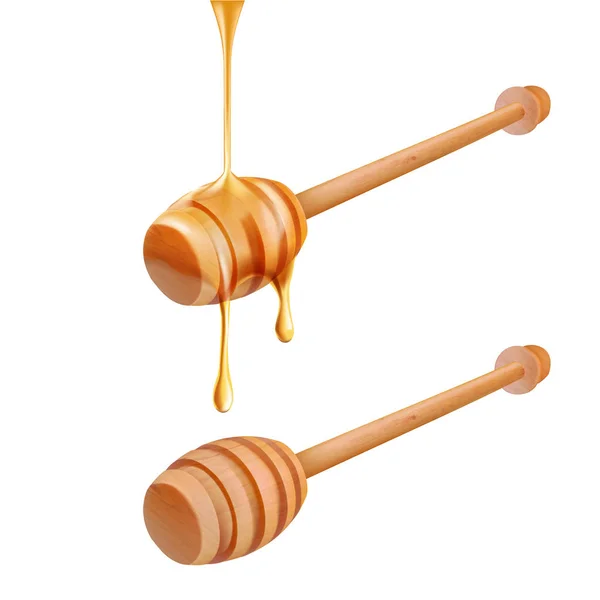 하얀 배경에 분리되어 흐르는 꿀 — 스톡 벡터