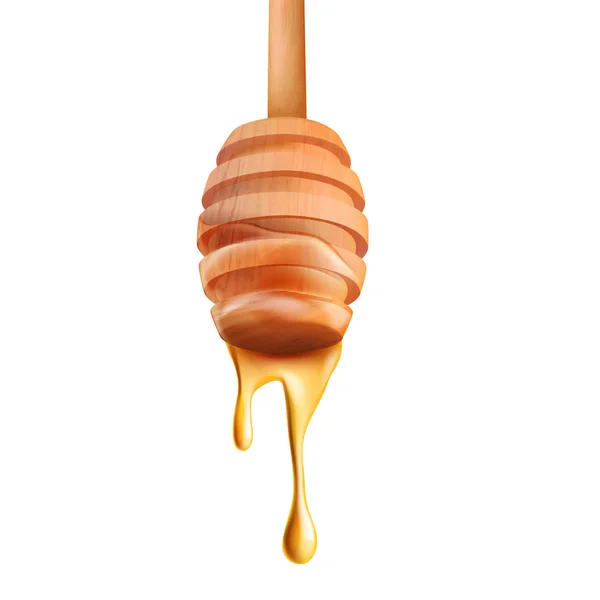 Honig tropft isoliert auf weißem Hintergrund — Stockvektor