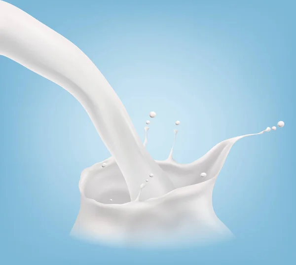 Splash of milk On a blue background. Vector illustration — Stock Vector