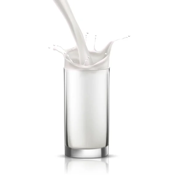 Milk is poured into a glass splash. Vector illustration — Stock Vector