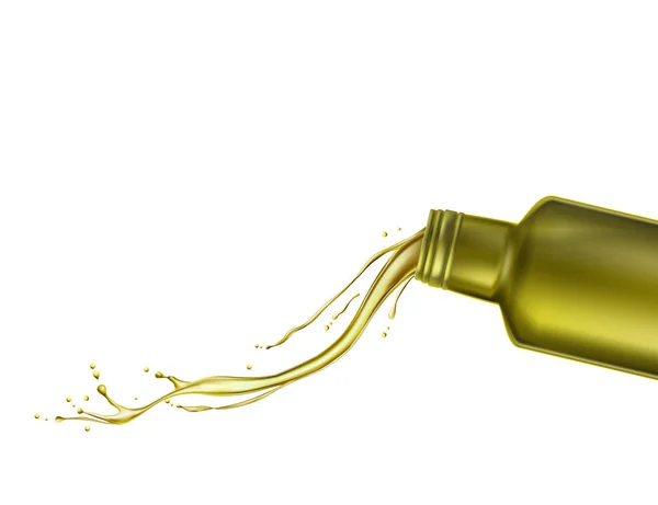 Оливкова олія виходить з пляшки. Векторні ілюстрації — стоковий вектор