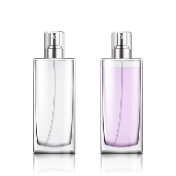 Frasco de vidrio de perfume sobre fondo blanco ilustración vectorial aislado — Vector de stock