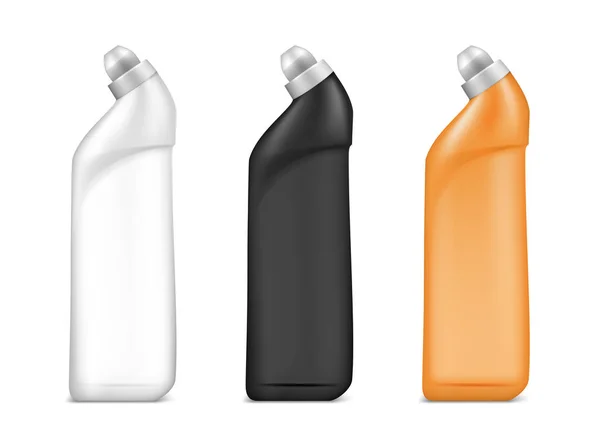 Botella de plástico para el agente de limpieza o limpiador de lavado. Ilustración vectorial — Vector de stock