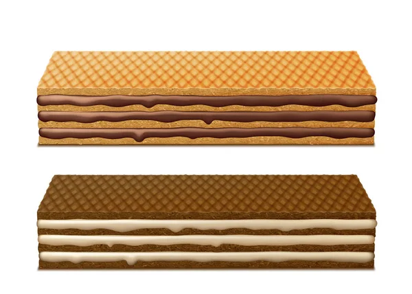 Dois waffles com recheios diferentes. Ilustração vetorial — Vetor de Stock