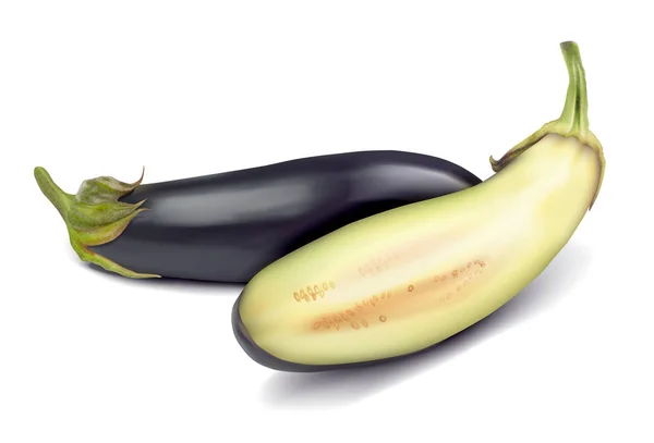 Ripe sliced eggplant. Vector illustration on white background. — Stock Vector