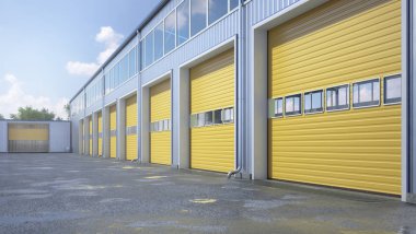 Hangar dış kapılar Rolling. 3D çizim
