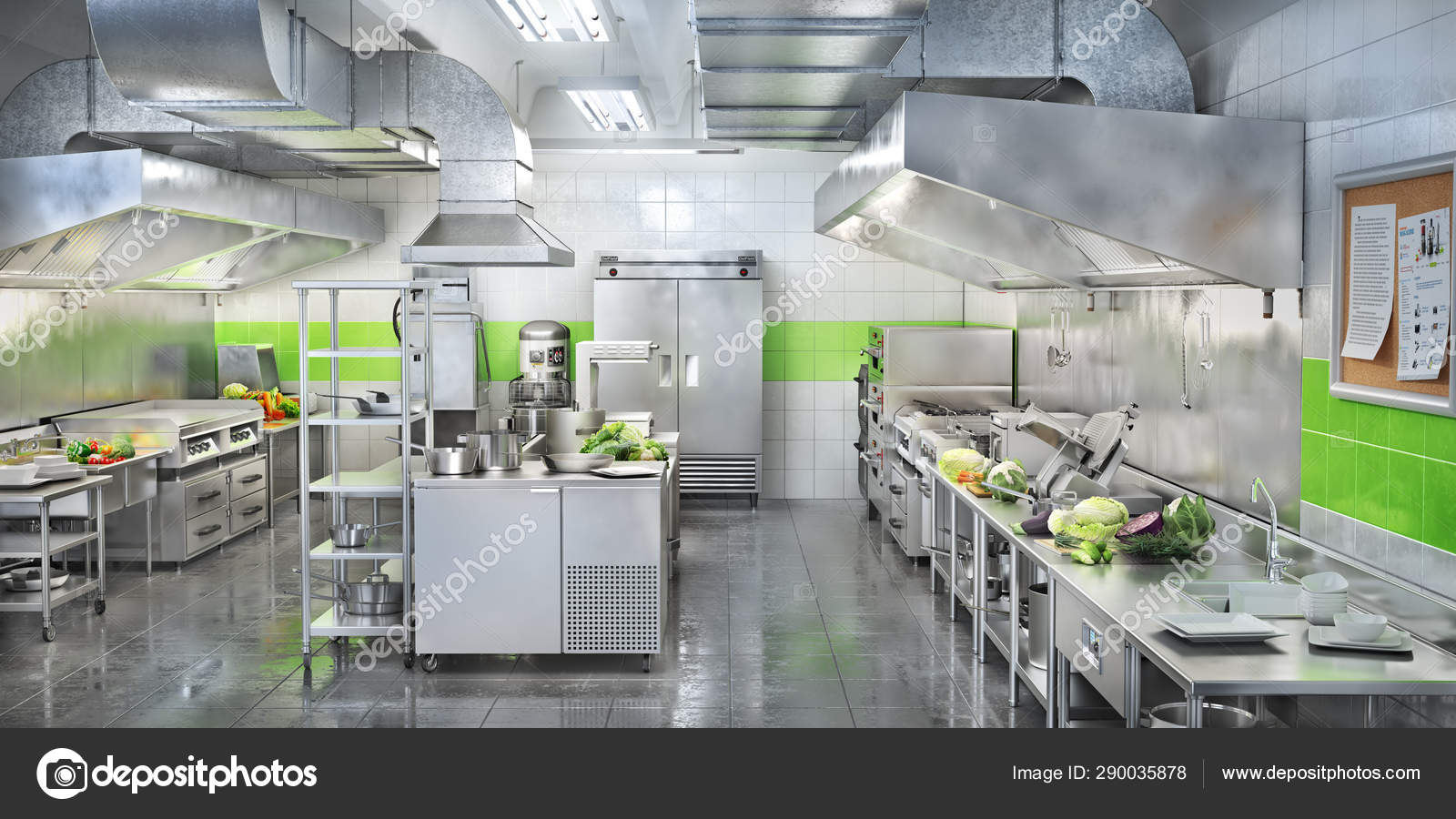 Industrial Kitchen Restaurant Modern Kitchen 3d Illustration Stock Photo Image By Urfingus 290035878