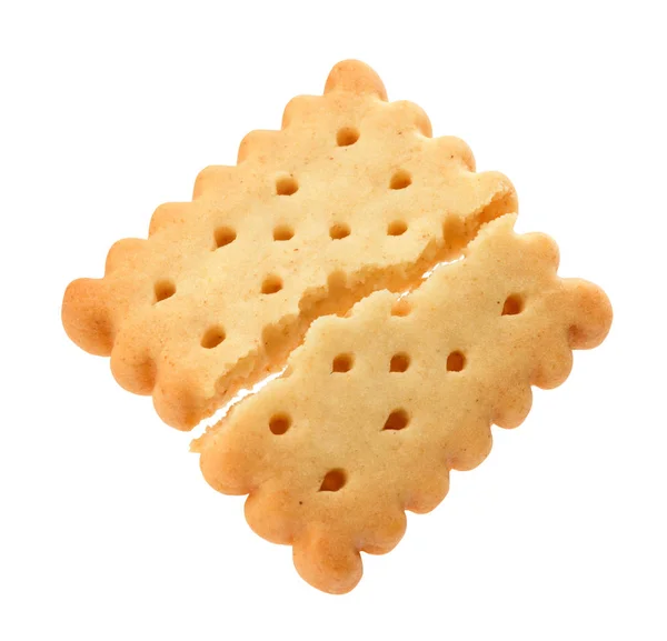 Galletas Rotas Sabrosas Sobre Fondo Blanco — Foto de Stock