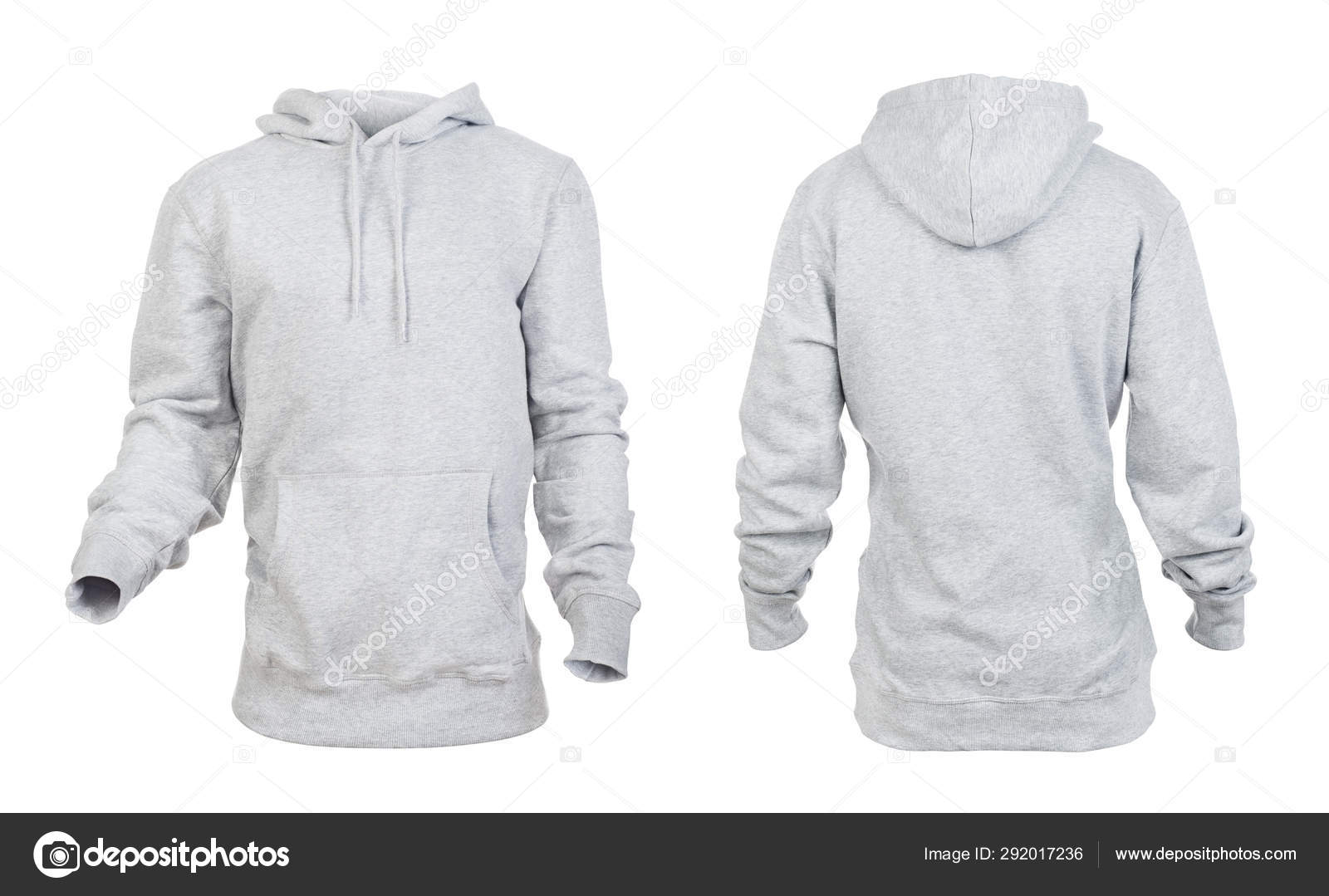 Blank gray hoodie frontside and backside isolated on a white bac Stock ...