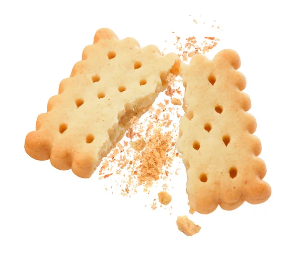 Biscoitos quebrados saborosos em um fundo branco — Fotografia de Stock