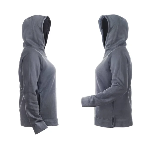 Blanco grijze hoodie linkerkant en rechter geïsoleerd op een witte BAC — Stockfoto