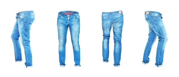 Чистые джинсы брюки слева, справа, спереди и сзади — стоковое фото