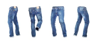 Boş boş kot pantolon sol, sağ, ön ve arka