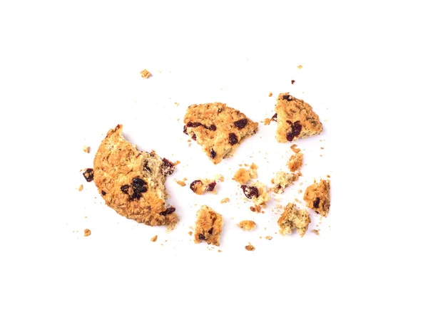 Pieces of oatmeal cookies on a white background — Stock Photo, Image