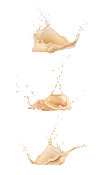 Rozprysków kawy mleko zestaw na białym tle — Zdjęcie stockowe