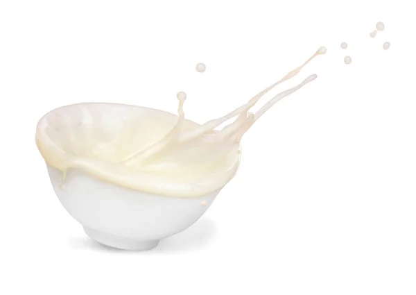 Mayonnaise in a small plate on a white background. Milk sauce. — Stock Photo, Image