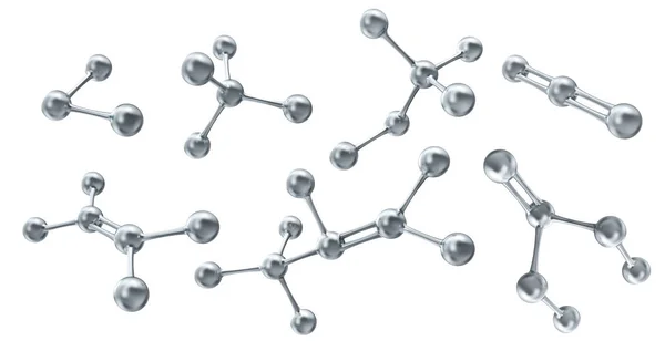 Set of different molecules on a white background. 3d illustration — Stock Photo, Image