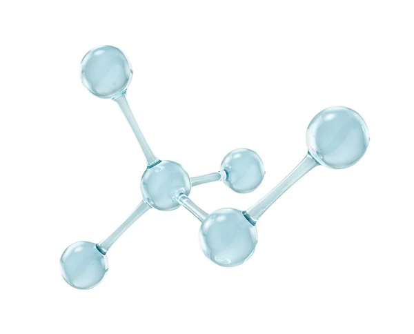 Glass molecule. Reflective and refractive abstract molecular shape isolated on white background. 3d illustration — Stock Photo, Image