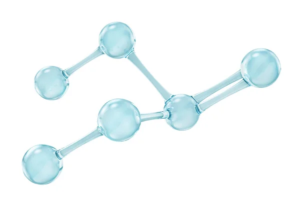 Skleněná molekula. Reflexivní a lomu abstraktní molekulární tvar izolované na bílém pozadí. 3D ilustrace — Stock fotografie