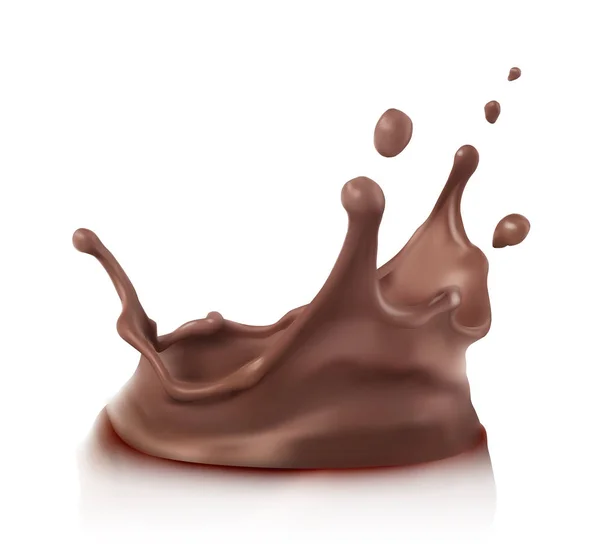 Šplouchání čokoládové omáčky. Realistický obrázek na bílém pozadí. — Stockový vektor