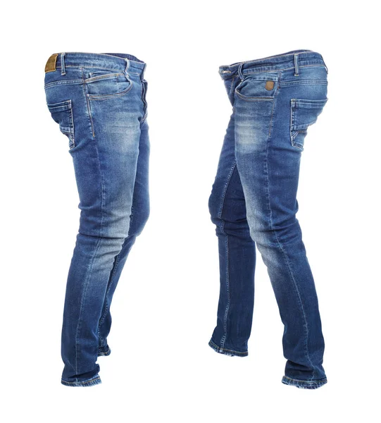 Lege jeans broek linkerkant en rechter geïsoleerd op een witte BAC — Stockfoto