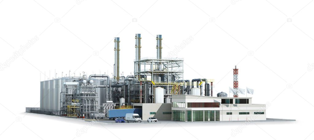 Factory. Isolated on white background. 3d illustration