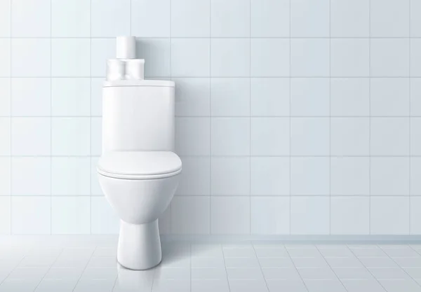 Toilettenschüssel vorhanden. realistische weiße Heimtoilette. Vektorillustration. — Stockvektor