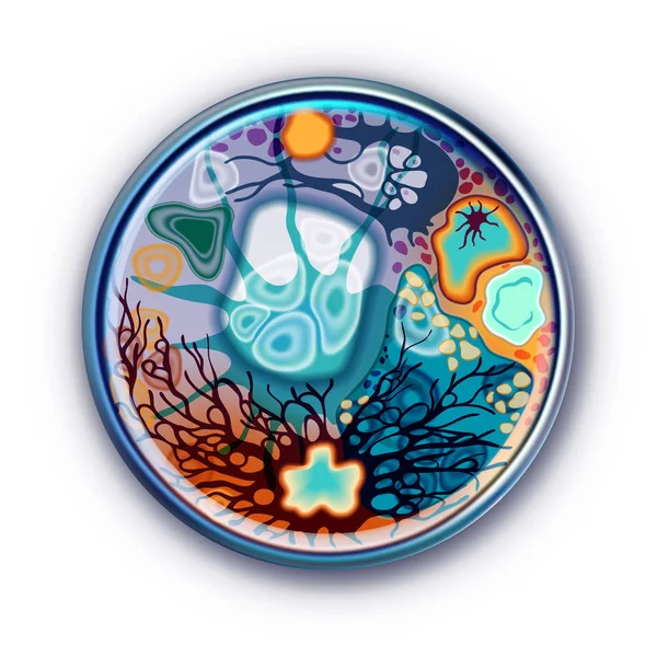 Bakterie v Petriho misce. Vektorová ilustrace izolovaná na bílém — Stockový vektor