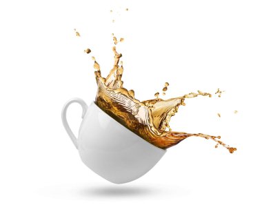 beyaz fincan izole kahve sıçrama