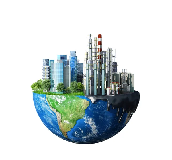 Fabriek. Concept van mondiale rampen. 3D-illustratie — Stockfoto