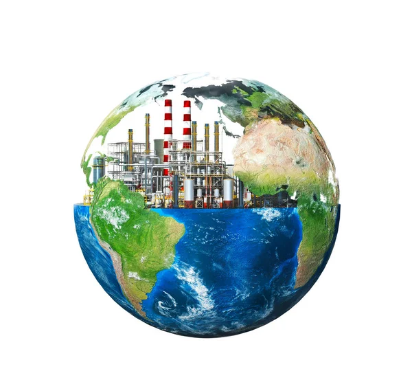 Fabryki. Koncepcja globalnej katastrofy. ilustracja 3D — Zdjęcie stockowe