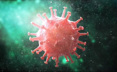 Kronik hastalığa neden olan viral enfeksiyon. Hepatit virüsleri, grip virüsü H1n1, Grip, hücre enfekte organizma, aids. 3d illüstrasyon