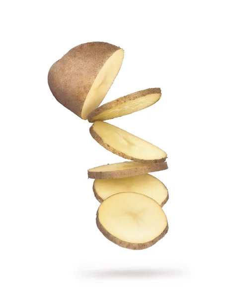 Πατάτες κομμένες 6 σε λευκό φόντο — Φωτογραφία Αρχείου