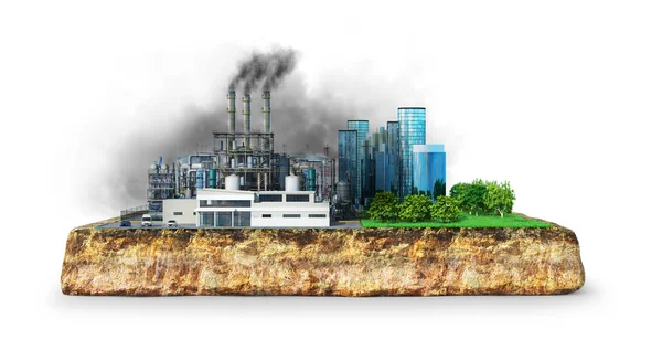 factory, environmental impact concept. 3d illustration