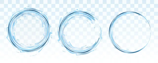 Cercle d'éclaboussure d'eau isolé sur fond transparent. Illustration vectorielle réaliste — Image vectorielle