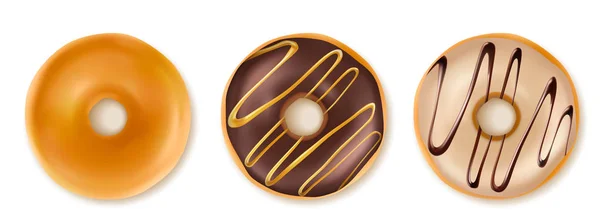 Süße leckere Donuts isoliert auf weiß. — Stockvektor