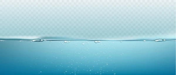 Wasservektorwelle transparente Oberfläche mit Luftblasen. Vektorillustration — Stockvektor