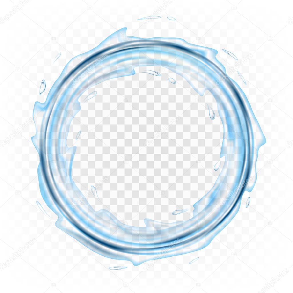 Water splash circle isolated on transparent background. Realistic vector illustration