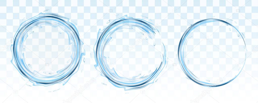 Water splash circle isolated on transparent background. Realistic vector illustration