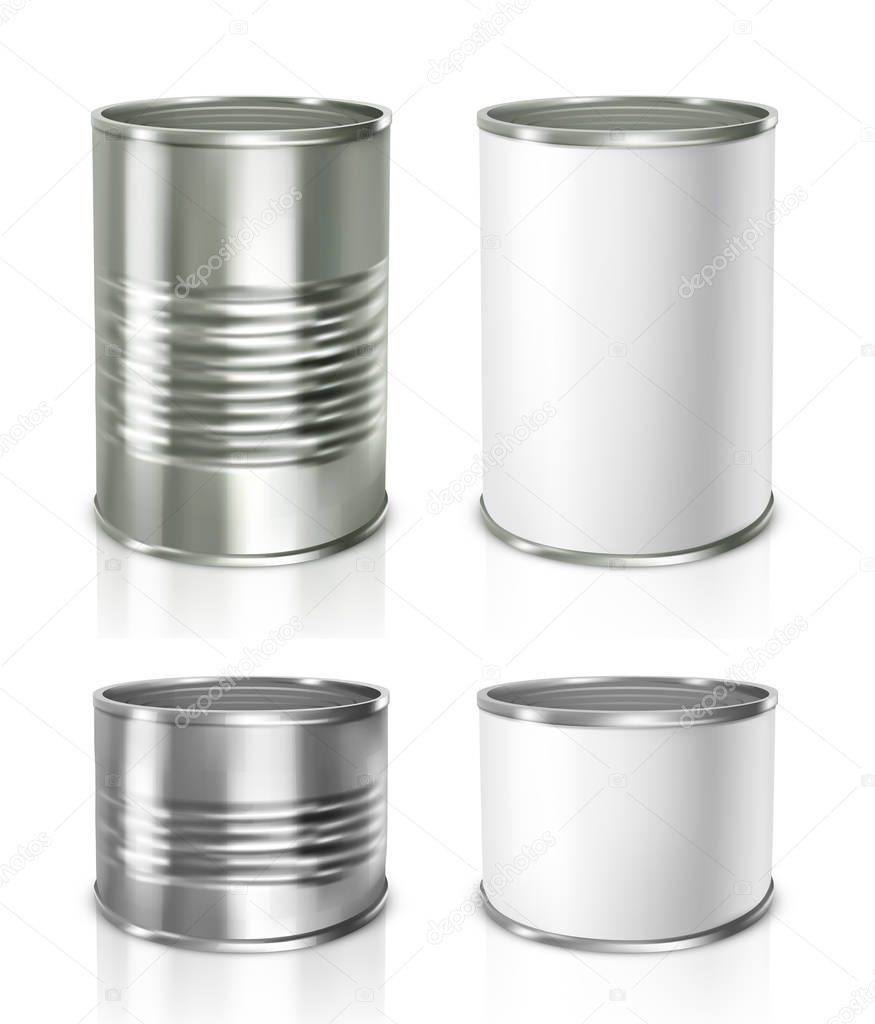 Metallic Tin Cans. Vector illustration