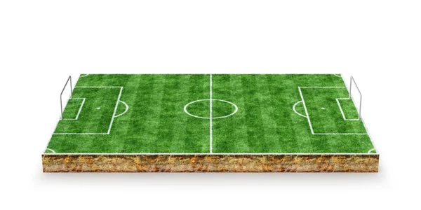 Futebol, campo de futebol. Renderização 3D — Fotografia de Stock