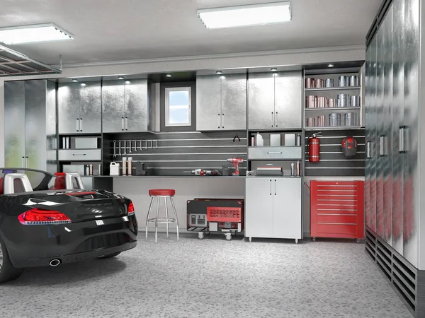 Modern garage interior. 3d illustration — Stock Photo, Image