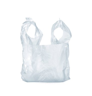 şeffaf plastik torba beyaz üzerinde izole