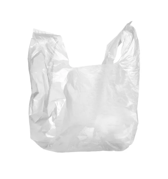 Saco de plástico transparente isolado no branco — Fotografia de Stock