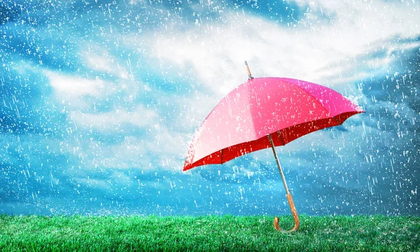 Concept de protection. Parapluie sous la pluie. Illustration 3d — Photo